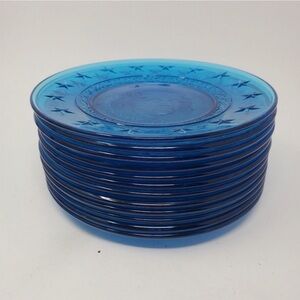 VTG Wheaton Blue Glass Presidents Plates, set of 12